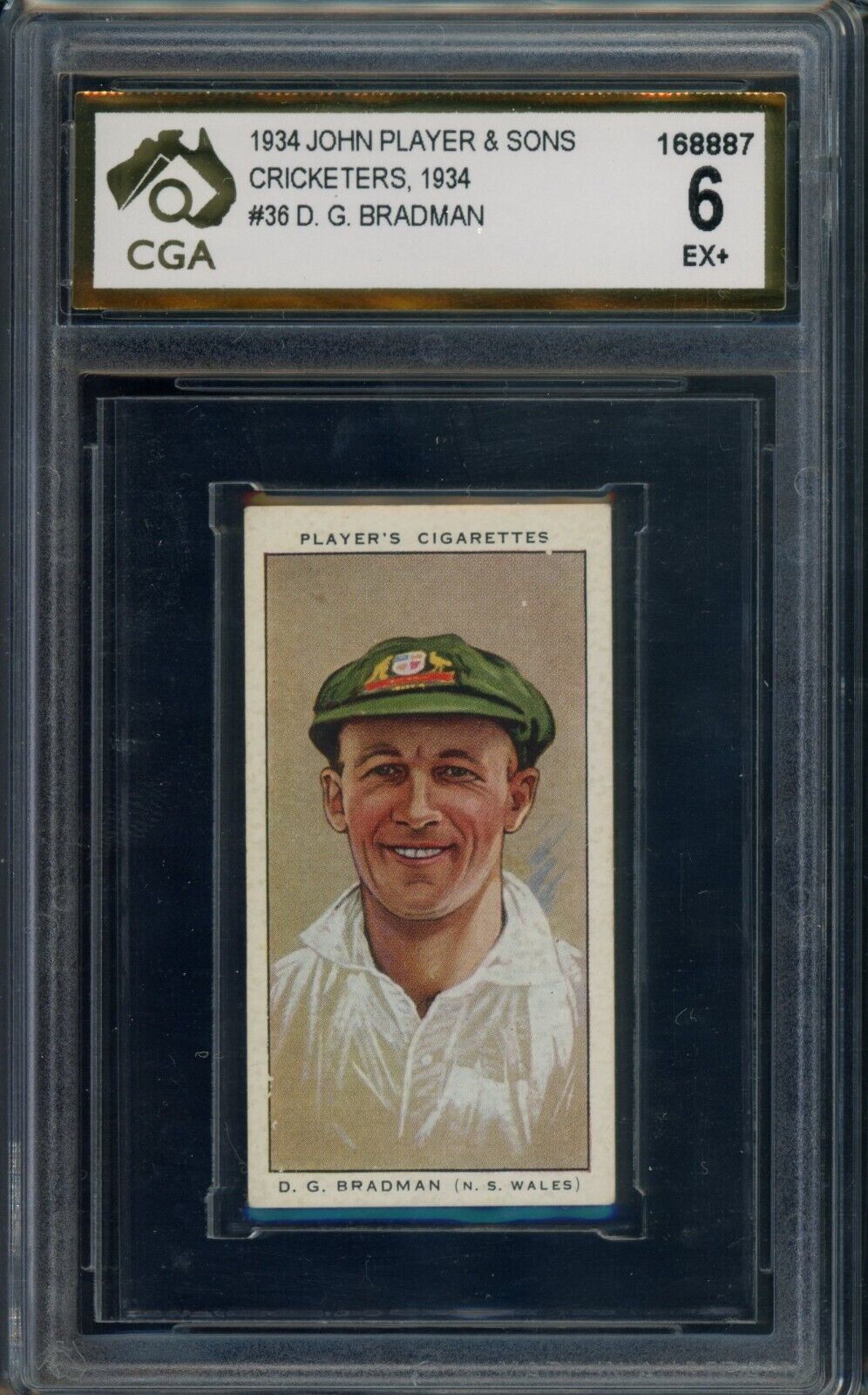 1934 John Player And Sons Don Bradman Graded CGA 6 Cricket Australia