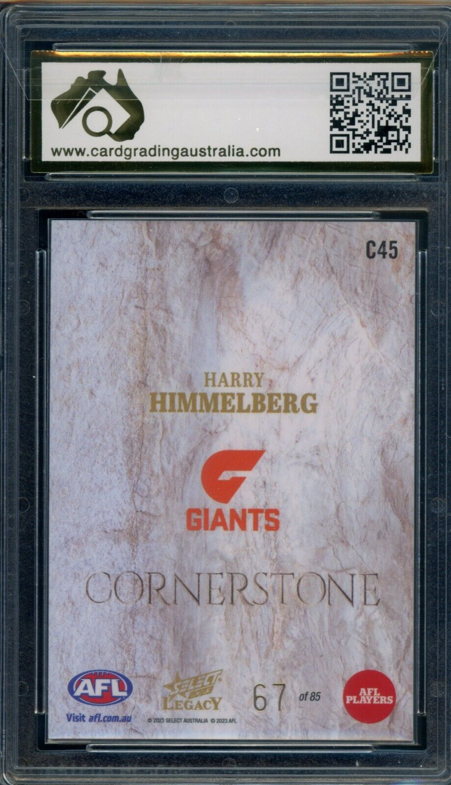2023 Select Legacy AFL CORNERSTONE /85 Harry Himmelberg Graded CGA 9.5