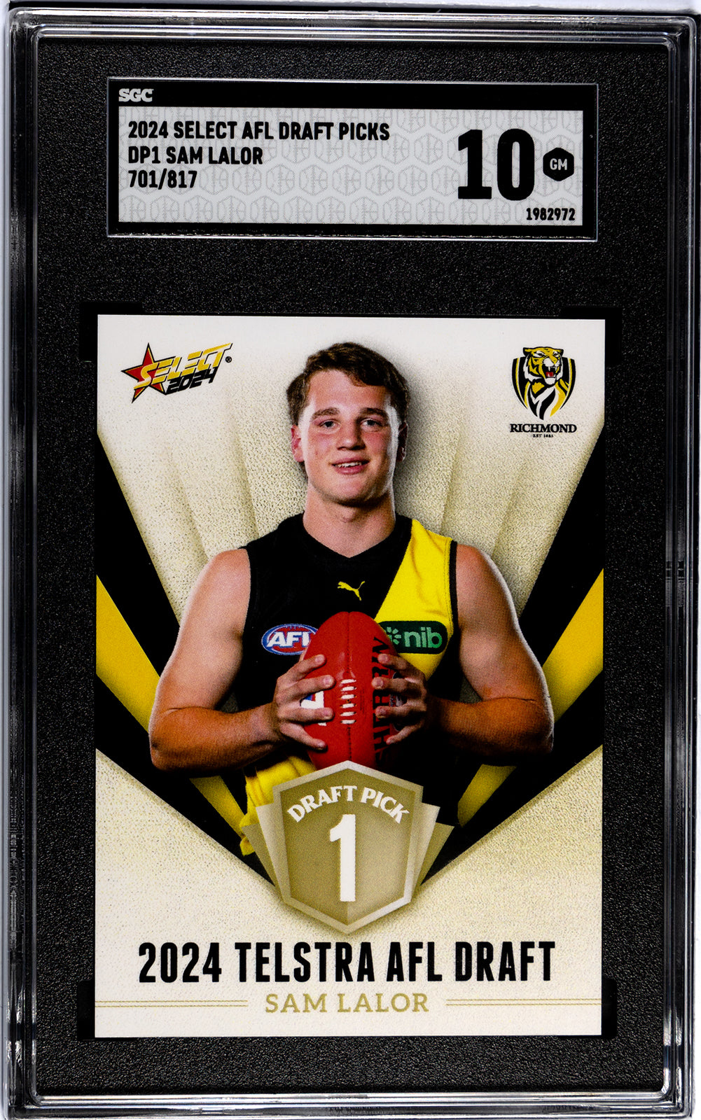 2024 Select AFL Draft Picks Sam Lalor Draft Pick Rookie Graded SGC 10