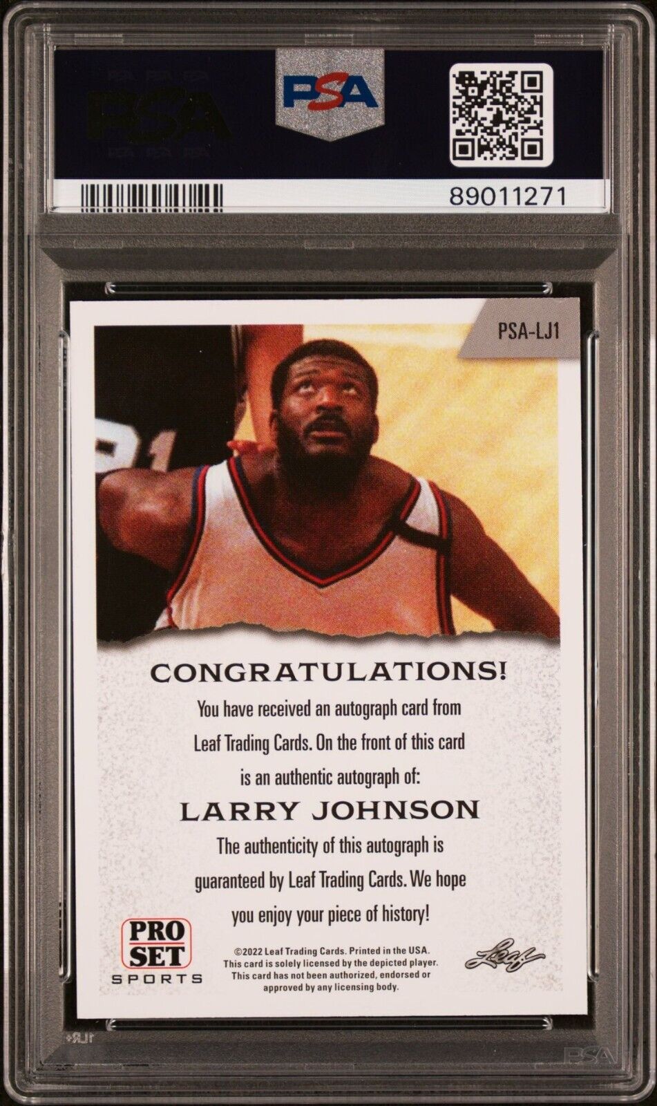 2022 Leaf Pro Sets Sports NBA AUTOGRAPH Larry Johnson Graded PSA 9