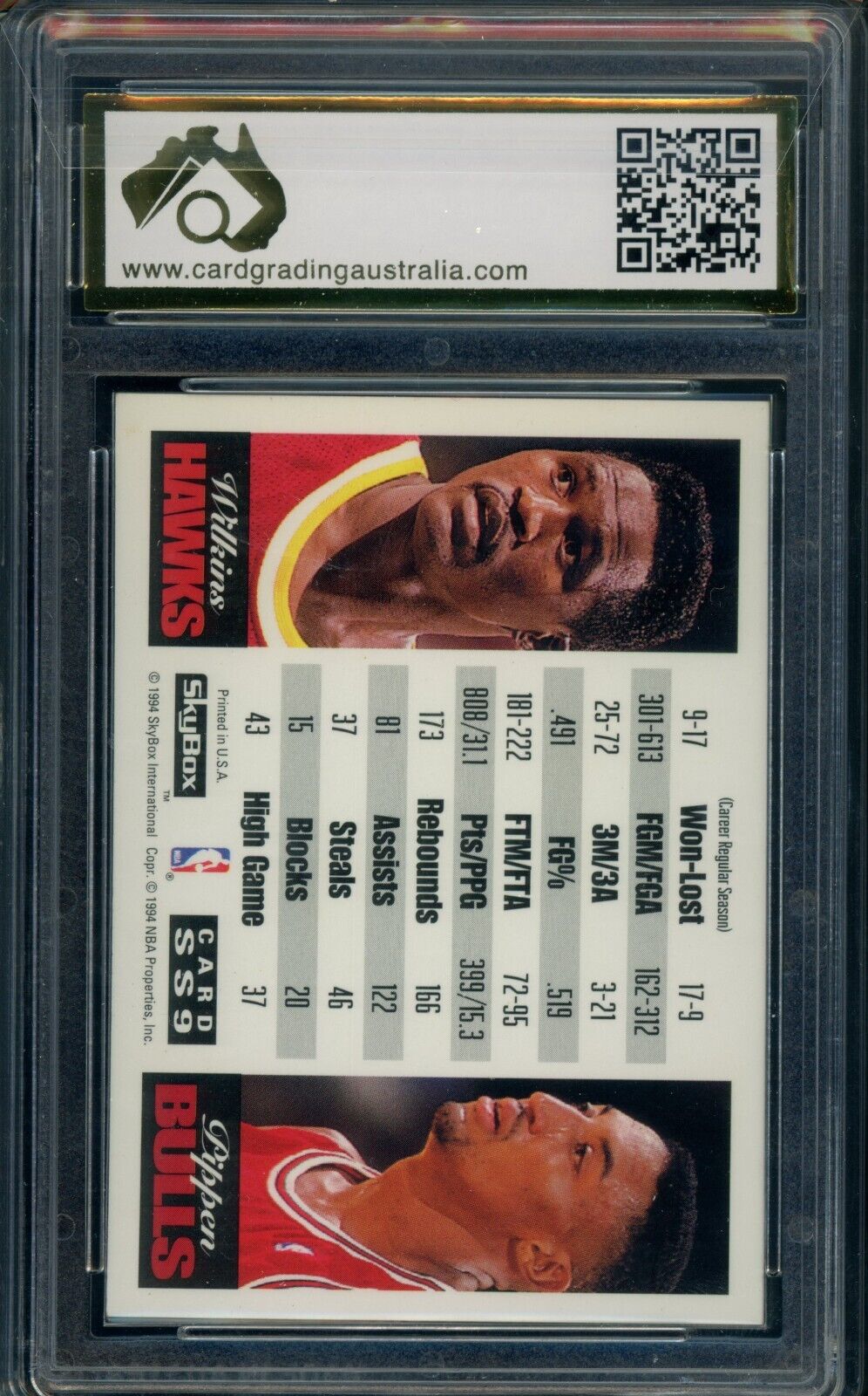 1994 Skybox NBA Wilkins vs Pippen Showdown Series Graded CGA 9