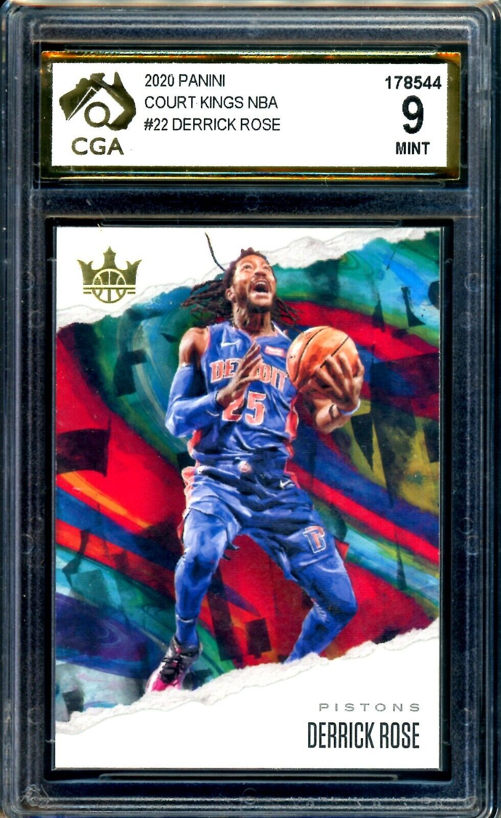 2019-20 Panini Court Kings NBA #22 Derrick Rose Graded CGA 9 Detroit