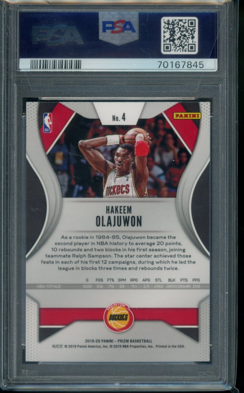 2019-20 Panini Prizm Hakeem Olajuwon Graded PSA 10 Gem Mint 💎 POP 1