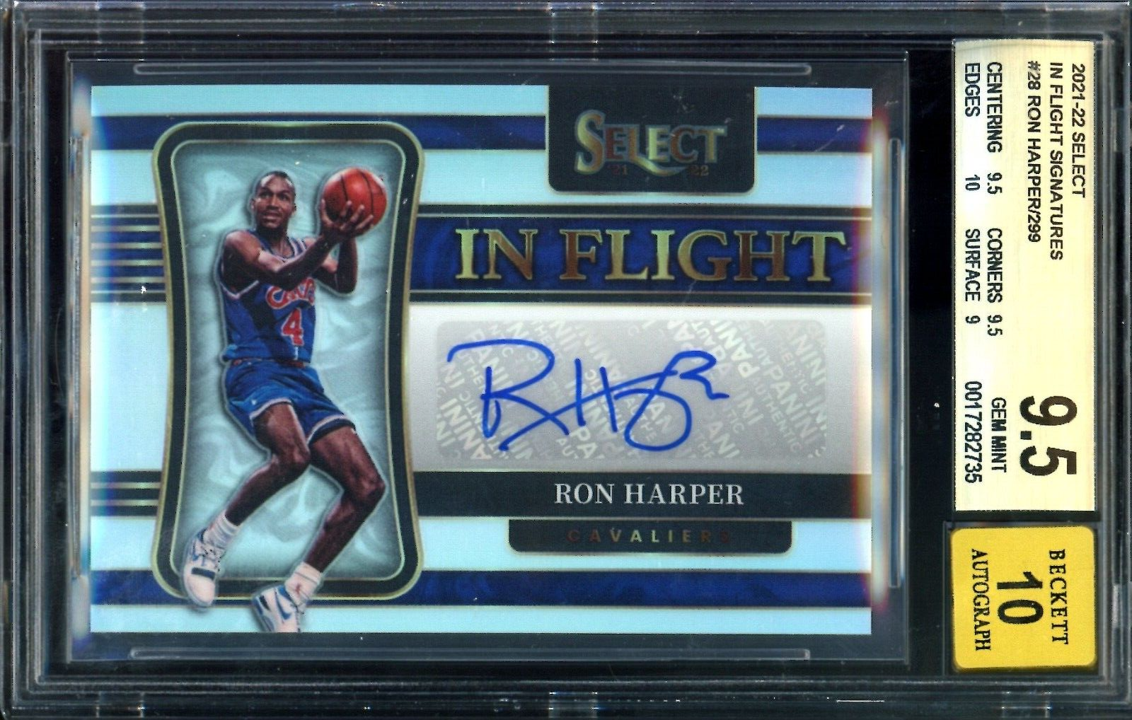 2021-22 Panini Select NBA IN FLIGHT SIGNATURES Ron Harper Graded BGS 9.5