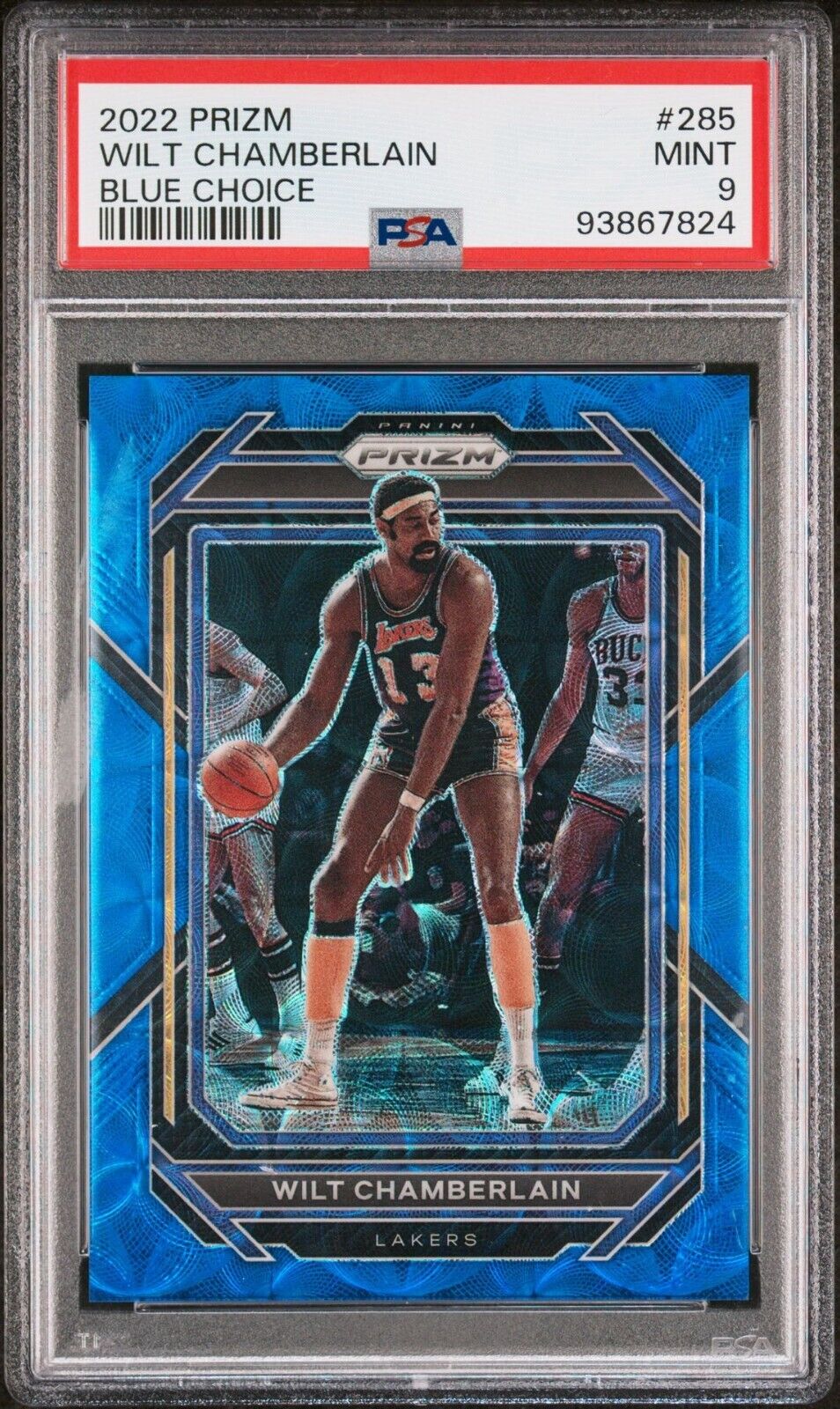 2022 Panini Prizm NBA BLUE CHOICE PRIZM /49 Wilt Chamberlain Graded PSA 9