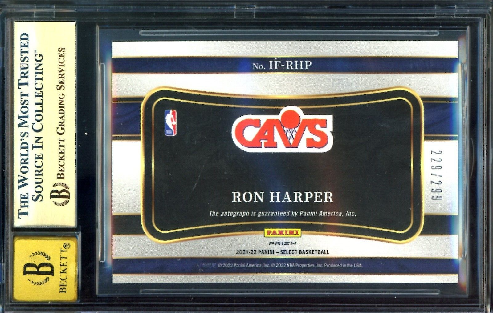 2021-22 Panini Select NBA IN FLIGHT SIGNATURES Ron Harper Graded BGS 9.5